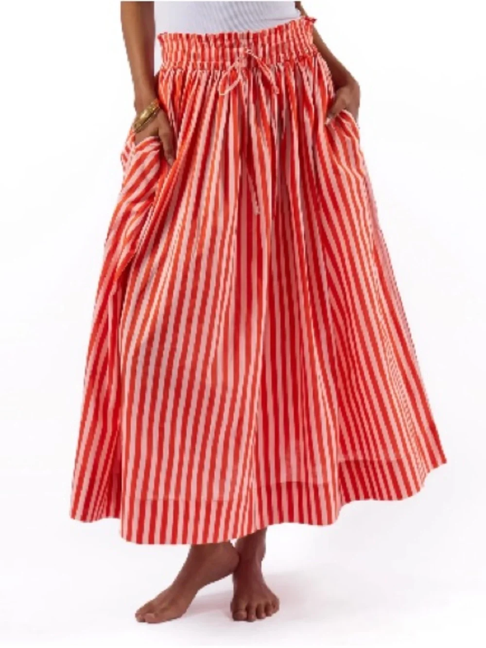 NWT Ink + Alloy Keaton Stripe Skirt Coral + Blush One Size Fits 2 - 8 - Picture 1 of 3